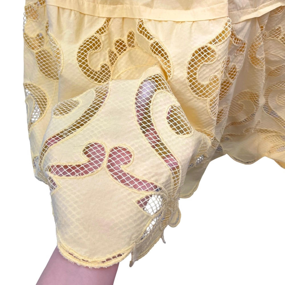 Haute Hippie cotton tiered smocked waist long dress Size‎ M buttermilk yellow - Picture 8 of 12
